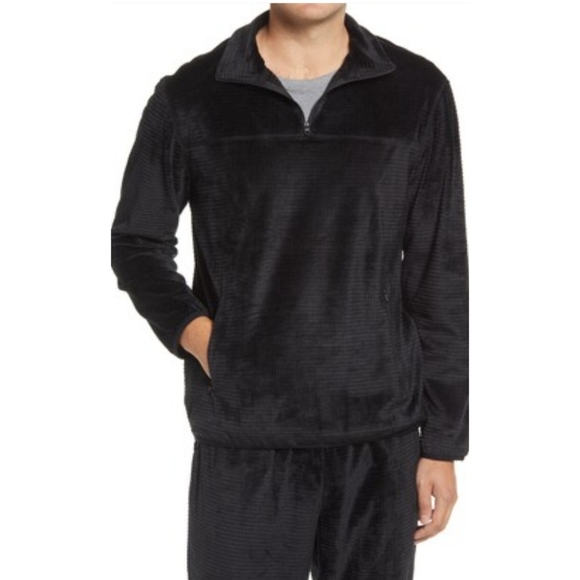 Daniel Buchler Black Velour Lounge Suit 2 Piece Set Top in Large Pants - Medium - Picture 1 of 16